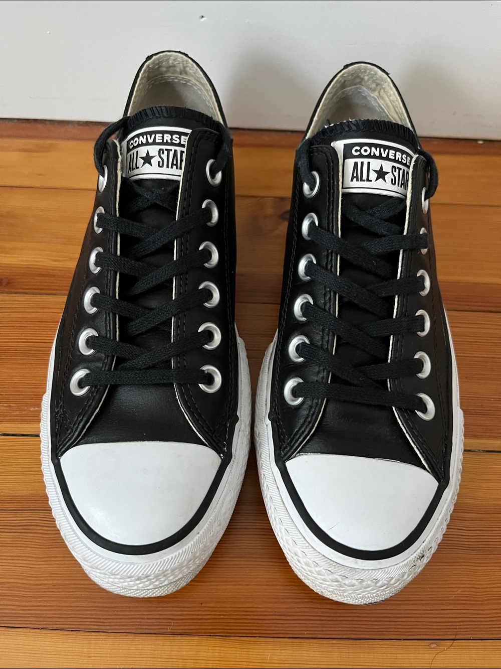 Converse Black & White Low-Top Leather Sneakers